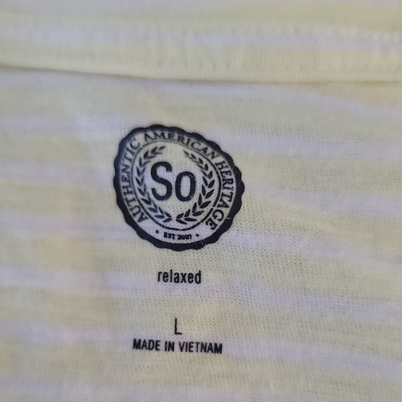 SO Sleeveless T-Shirt Blouse Shirt ~ Sz L ~ Yellow & White - Picture 3 of 4